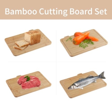 Fiery Chef Bamboo Cutting Board Set - Stylish & Durable 4-Piece