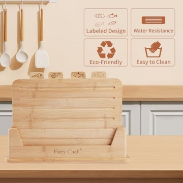 Fiery Chef Bamboo Cutting Board Set - Stylish & Durable 4-Piece