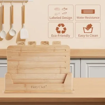 Fiery Chef Bamboo Cutting Board Set - Stylish & Durable 4-Piece