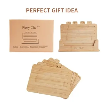 Fiery Chef Bamboo Cutting Board Set - Stylish & Durable 4-Piece