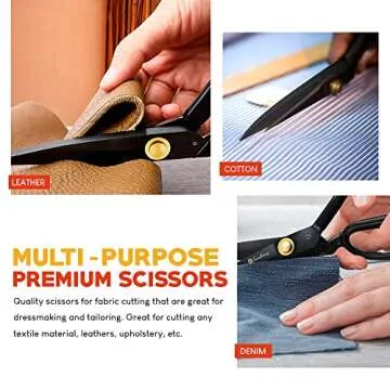 Fabric Scissors Professional (9-inch), Premium Shears for Fabric Cutting with Bonus Measuring Tape - Made of High Density Carbon Steel Shears, Sewing Scissors for Leather, Thin Metal, Etc.