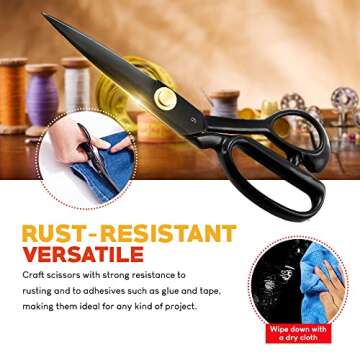 Fabric Scissors Professional (9-inch), Premium Shears for Fabric Cutting with Bonus Measuring Tape - Made of High Density Carbon Steel Shears, Sewing Scissors for Leather, Thin Metal, Etc.