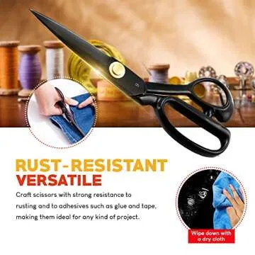Fabric Scissors Professional (9-inch), Premium Shears for Fabric Cutting with Bonus Measuring Tape - Made of High Density Carbon Steel Shears, Sewing Scissors for Leather, Thin Metal, Etc.