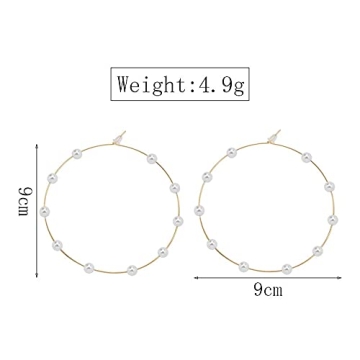 Doubnine Large Pearl Hoops Earrings - Elegant Jewelry