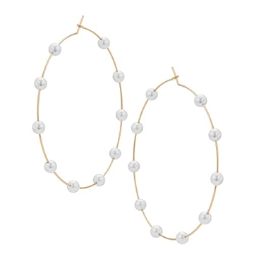 Doubnine Large Pearl Hoops Earrings - Elegant Jewelry