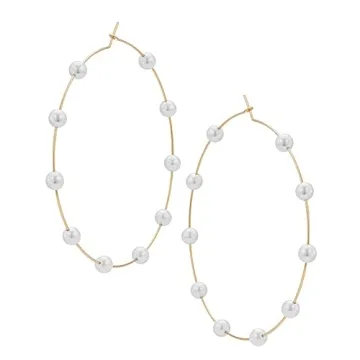 Doubnine Large Pearl Hoops Earrings - Elegant Jewelry