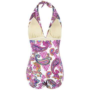 Hilor Women's Plunge Deep V Neck One Piece Swimsuit