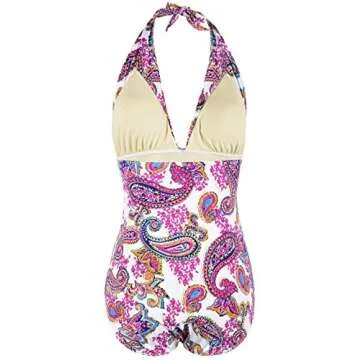 Hilor Women's Plunge Deep V Neck One Piece Swimsuit