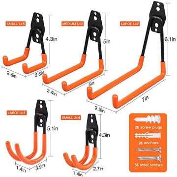 16PCS Garage Hooks Heavy Duty, Steel Storage Utility Hook, Organization Tool Shelf Have Anti Slip Co...