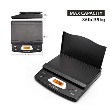 Fuzion Digital Shipping Postal Scale, 86 lb/0.1 oz Package Scale with Hold and Tare Function, Postage Scale for Packages Mailing Small Business, Post Office, AC Adapter Included