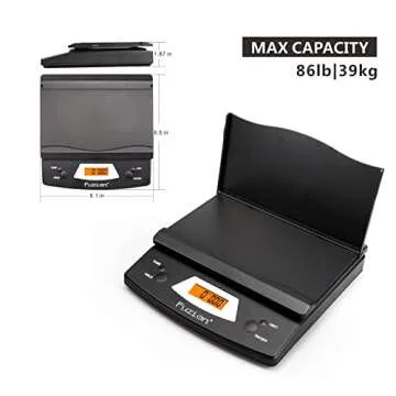 Fuzion Digital Shipping Postal Scale, 86 lb/0.1 oz Package Scale with Hold and Tare Function, Postage Scale for Packages Mailing Small Business, Post Office, AC Adapter Included