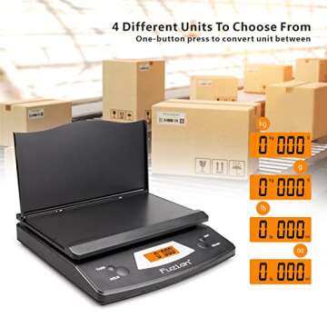 Fuzion Digital Shipping Postal Scale, 86 lb/0.1 oz Package Scale with Hold and Tare Function, Postage Scale for Packages Mailing Small Business, Post Office, AC Adapter Included