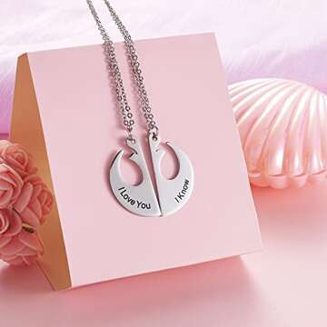 Melix Home Couples Anchor Pendant Necklace I Love You I Know Boyfriend Girlfriend Gifts BFF Necklace Set of 2 (White)