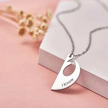 Melix Home Couples Anchor Pendant Necklace I Love You I Know Boyfriend Girlfriend Gifts BFF Necklace Set of 2 (White)