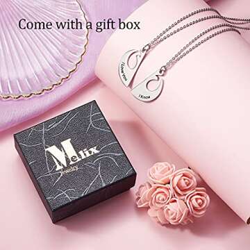 Melix Home Couples Anchor Pendant Necklace I Love You I Know Boyfriend Girlfriend Gifts BFF Necklace Set of 2 (White)