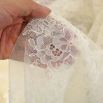 Fanqisi Ivory Lace Tablecloth 2 Pieces 60x120 Inches Classic Wedding Lace Tablecloths Overlay Party ...