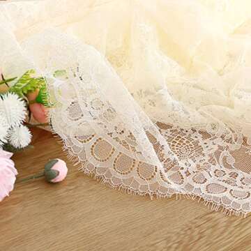 Fanqisi Ivory Lace Tablecloth 2 Pieces 60x120 Inches Classic Wedding Lace Tablecloths Overlay Party Table Cover for Bridal Shower Reception Table Decoration