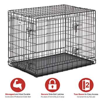MidWest Homes for Pets Ultima Pro Series 36' Dog Crate | Extra-Strong Double Door Folding Metal Dog ...