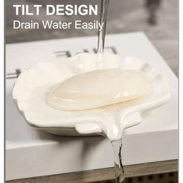 Elegant Self-Draining Ceramic Soap Dish for Home