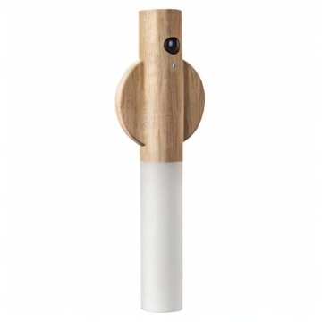 LANDGOO Wooden Motion Sensor Night Lights Magnet Body Sensor Hallway Night Lights Rechargeable Led Light Portable Stairway Night Lights Wall Sconce Battery Powered Cabinet Lights (White Ash Wood)