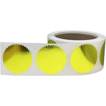 Veltec 2” Glossy Self-Adhesive Foil Seal Labels for Certificates, Notary Seals, Embossing Seals, A...
