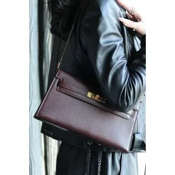 XJMIGO Women's Underarm Bag Luxury Women's Designer Shoulder Bag Crossbody Bag Leather Handbag Large Capacity Women's Bag (Saddle Red, 27CM)