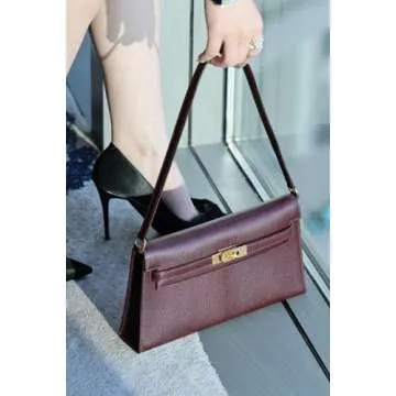 XJMIGO Women's Underarm Bag Luxury Women's Designer Shoulder Bag Crossbody Bag Leather Handbag Large Capacity Women's Bag (Saddle Red, 27CM)