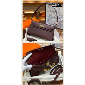 XJMIGO Women's Underarm Bag Luxury Women's Designer Shoulder Bag Crossbody Bag Leather Handbag Large Capacity Women's Bag (Saddle Red, 27CM)