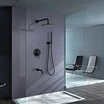 RBROHANT Shower System with Tub Spout and Handheld Matte Black Bathtub Shower Faucet Combo Set with ...