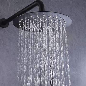 RBROHANT Shower System with Tub Spout and Handheld Matte Black Bathtub Shower Faucet Combo Set with 10 Inch Rain Shower Head, Brass Rough-in Pressure Balance Valve Included, Wall Mounted, RB1109