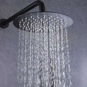 RBROHANT Shower System with Tub Spout and Handheld Matte Black Bathtub Shower Faucet Combo Set with 10 Inch Rain Shower Head, Brass Rough-in Pressure Balance Valve Included, Wall Mounted, RB1109