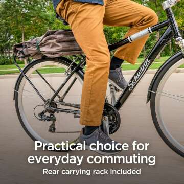 Schwinn Discover Adult Hybrid Bike for Men and Women, 700c Wheels, 21-Speeds, Step-Through or Step-Over Frame, Front and Rear Fenders, Rear Cargo Rack