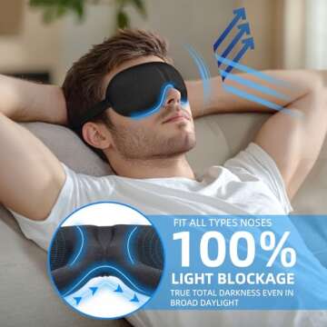 YIVIEW Sleep Mask for Side Sleeper Pack of 3, 100% Light Blocking 3D Eye Masks for Sleeping, Night B...