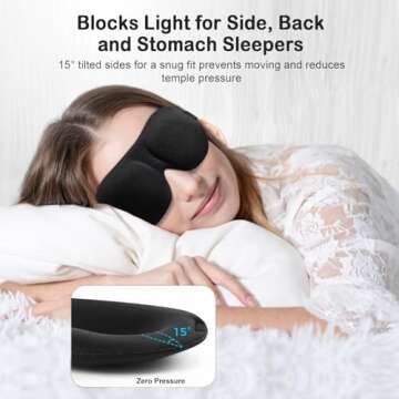 YIVIEW Sleep Mask for Side Sleeper Pack of 3, 100% Light Blocking 3D Eye Masks for Sleeping, Night Blindfold for Women Men