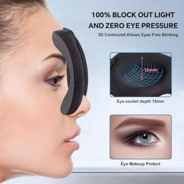 YIVIEW Sleep Mask for Side Sleeper Pack of 3, 100% Light Blocking 3D Eye Masks for Sleeping, Night Blindfold for Women Men