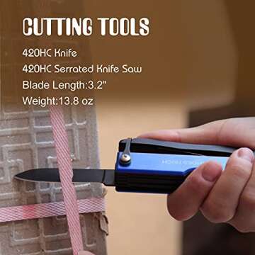 WHOESTSICH Multi tool Camping Accessories, 16 In 1 Survival Tactical Tools Outdoor Hiking Fishing Essentials Multi-function Camping Gear with Knife Axe Hammer, Gifts for Men Him Dad Husband (blue)