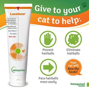 Vetoquinol Laxatone: Tuna Flavored Hairball Lubricant Gel for Cats, 4.25oz
