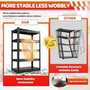 72''H*35.4''W Garage Shelving 2500LBS Heavy Duty Shelving 5 Tier Garag Storage Shelves Metal Shelving Unit Adjustable Steel Storage System Utility Storage Rack for Industrial, Warehouse, Basement