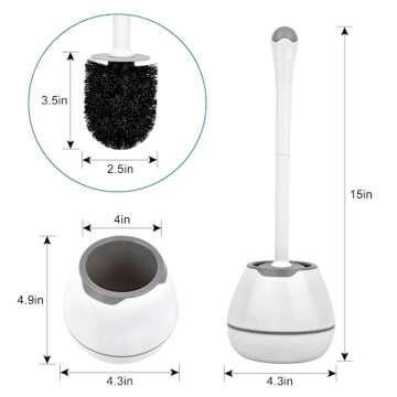 2 Pack Toilet Bowl Brush and Holder - Modern, Drip-Proof Deep Cleaning
