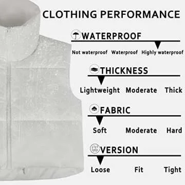 ELFJOY Cropped Puffer Vest Winter Sleeveless Womens Vests Outerwear Warm Stand Collar Padded Puffy Vests (White) S