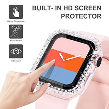KADES Compatible for Bling Apple Watch Protective Case with Built-in Screen Protector for Apple Watch 44mm iWatch Series SE SE2022 6 5 4 (44mm, Clear)