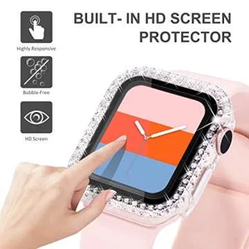 KADES Compatible for Bling Apple Watch Protective Case with Built-in Screen Protector for Apple Watch 44mm iWatch Series SE SE2022 6 5 4 (44mm, Clear)