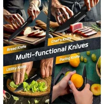 XANAPON Knife Set, 14 Pieces Kitchen Knife Set, High Carbon German Stainless Steel, Dishwasher Safe Cutlery, Black