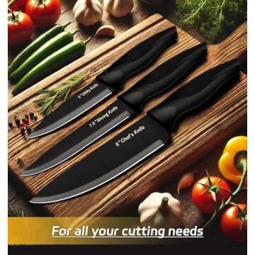 XANAPON Knife Set, 14 Pieces Kitchen Knife Set, High Carbon German Stainless Steel, Dishwasher Safe Cutlery, Black