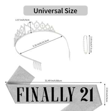 Happy 21st Birthday Decorations with Crown and Sash for Her