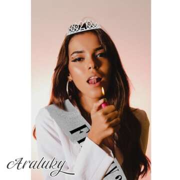 Happy 21st Birthday Crown and Sash Set for Women