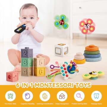 VoMii 18Pcs Baby Toys 6-12-18 Months, Montessori Toys Newborn Toys for Babies, Infant Teether Sortin...