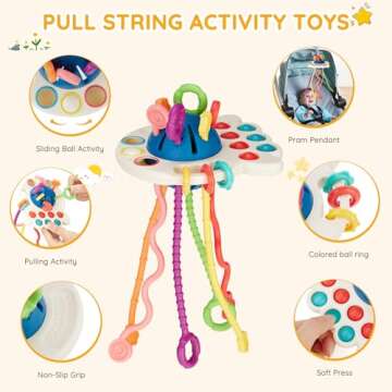 VoMii 18Pcs Baby Toys 6-12-18 Months, Montessori Toys Newborn Toys for Babies, Infant Teether Sorting Stacking Blocks Spinner Toy Activity Cube Pull Push Sensory Toys for Toddlers 1-2-3 Years