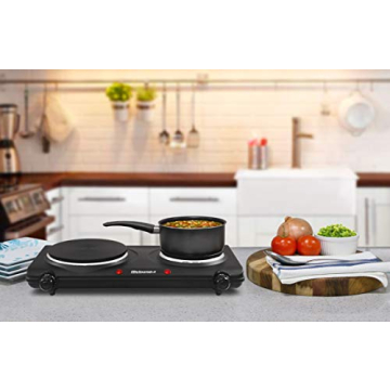 Elite Gourmet Double Cast Iron Burner 1500 Watts Hot Plate