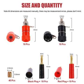 Hilitchi 40 Pcs Binding Posts Terminals 4mm Banana Plug Socket + Gold Plated Plugs